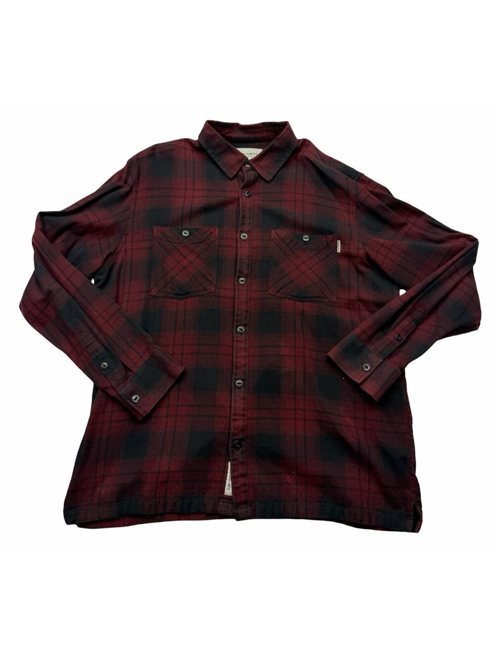 Carhartt WIP Long Sleeve Harold Shirt Flannel Black Red Size XL